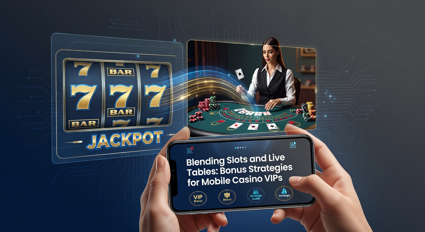 Mobile screen showing a VIP player seamlessly switching between vibrant slot reels and a live blackjack table with a dealer