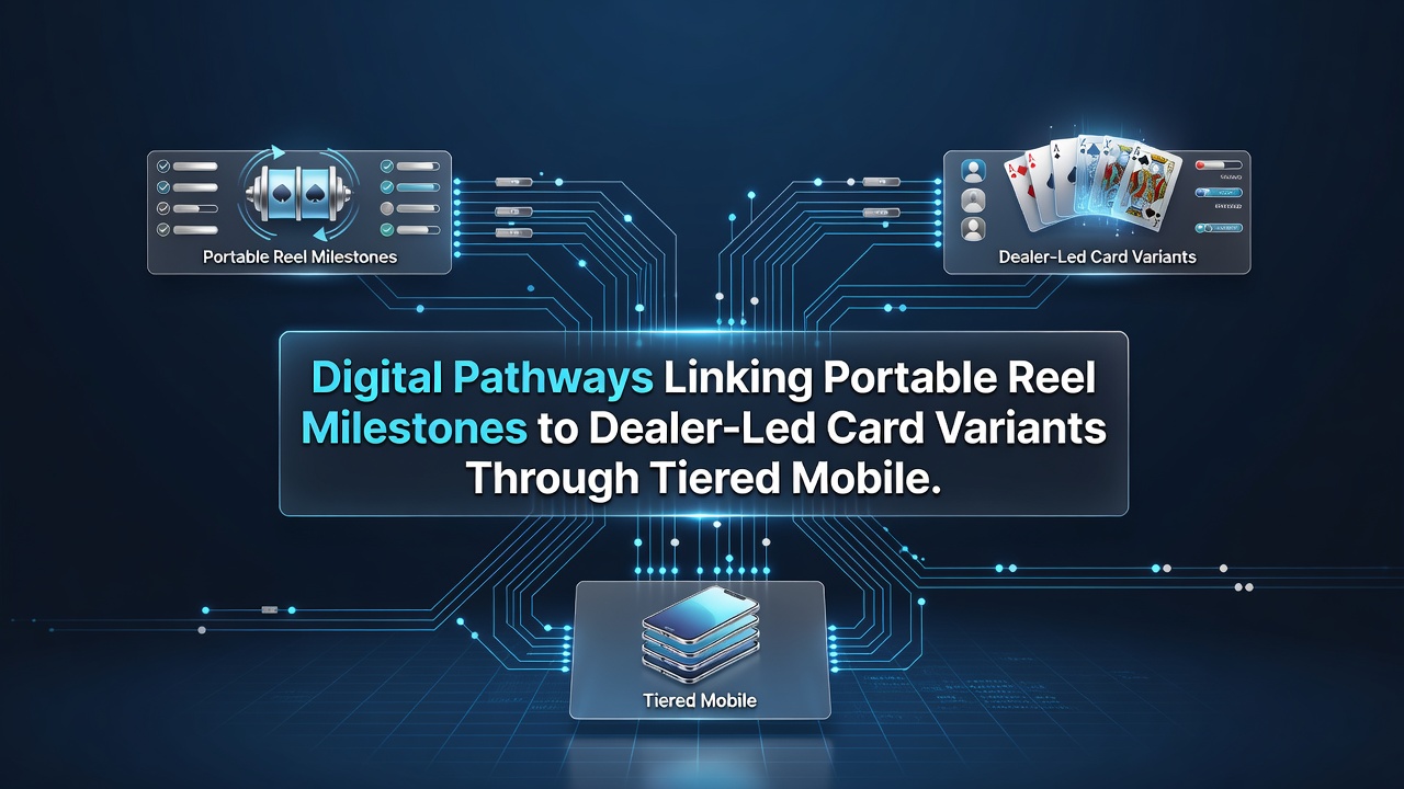 Flow diagram of mobile reward tiers connecting slot achievements to live dealer card game access points